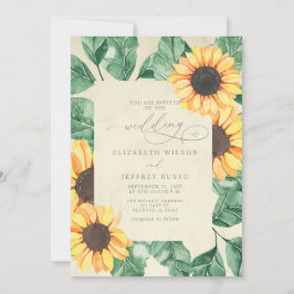 Elegant Sunflowers Garden Floral Wedding 招待状