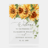 Elegant Sunflowers Garden Wedding Welcome Sign アクリルサイン (正面)