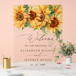 Elegant Sunflowers Garden Wedding Welcome Sign アクリルサイン
