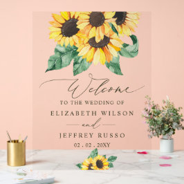 Elegant Sunflowers Garden Wedding Welcome Sign アクリルサイン