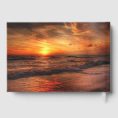 Elegant Sunset Beach String Lights Summer Wedding ゲストブック (裏面)