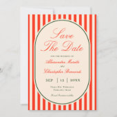 Elegant Sunset Orange Stripe Italian Wedding セーブザデート (正面)