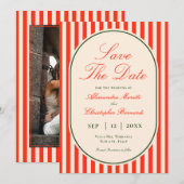 Elegant Sunset Orange Stripe Italian Wedding セーブザデート (正面/裏面)