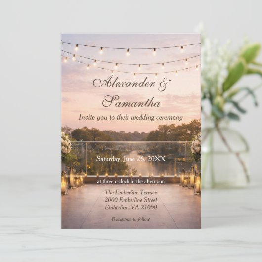 Elegant Sunset River Wedding  招待状 (スタンド正面)