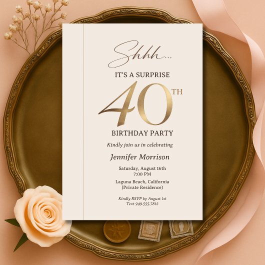 Elegant Surprise 40th Birthday 招待状