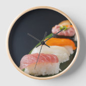 Elegant Sushi Leaf – Japanese Nigiri Wall Clock 壁時計 (正面)