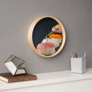 Elegant Sushi Leaf – Japanese Nigiri Wall Clock 壁時計