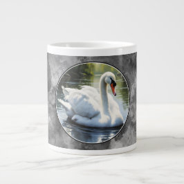 Elegant Swan is Swimming  in Water ジャンボコーヒーマグカップ