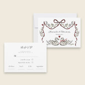 Elegant Swan Love Wedding Response Card 出欠カード