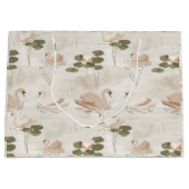 Elegant swan pattern pattern ラージペーパーバッグ (正面)