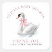 Elegant Swan Thank You Baby Shower  スクエアシール (正面)