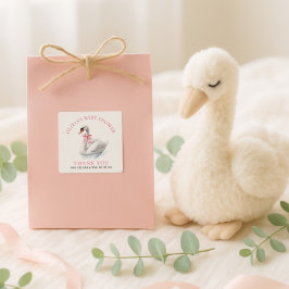 Elegant Swan Thank You Baby Shower  スクエアシール