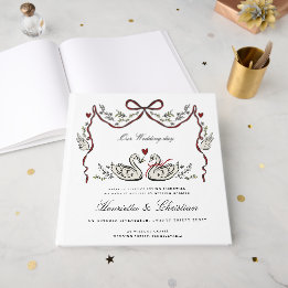 Elegant Swans Love Story Wedding Day Guest Book ゲストブック