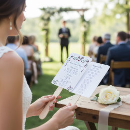 Elegant Swans Wedding Ceremony Program Fans ハンドファン