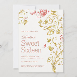 Elegant Sweet 16 Birthday Party Invitation - Peach 招待状