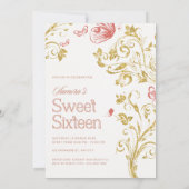 Elegant Sweet 16 Birthday Party Invitation - Peach 招待状 (裏面)