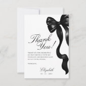 Elegant Sweet 16 Black Bow Thank You Card サンキューカード (正面)