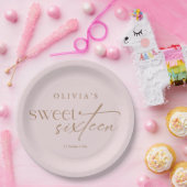 Elegant Sweet 16 Blush Pink Birthday ペーパープレート (パーティー)