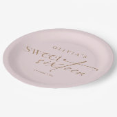 Elegant Sweet 16 Blush Pink Birthday ペーパープレート (アングル)