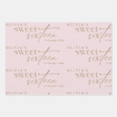 Elegant Sweet 16 Blush Pink Birthday  ラッピングペーパーシート (正面3)
