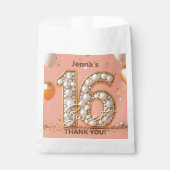 Elegant Sweet 16 Gold Pearl Pink Balloons フェイバーバッグ (正面)