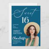 Elegant Sweet 16 Save the Date Birthday 招待状 (正面/裏面)