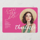 Elegant Sweet 16 Save the Date Birthday 招待状 (正面)