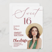Elegant Sweet 16 Save the Date Birthday 招待状 (正面/裏面)