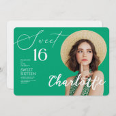 Elegant Sweet 16 Save the Date Birthday 招待状 (正面/裏面)