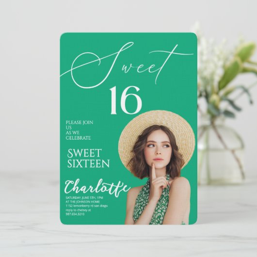 Elegant Sweet 16 Save the Date Birthday 招待状 (スタンド正面)