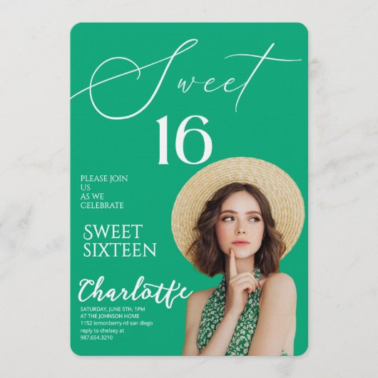 Elegant Sweet 16 Save the Date Birthday 招待状 (正面)
