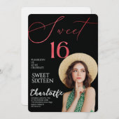 Elegant Sweet 16 Save the Date Birthday 招待状 (正面/裏面)