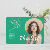 Elegant Sweet 16 Save the Date Birthday 招待状 (スタンド正面)