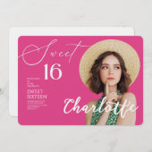 Elegant Sweet 16 Save the Date Birthday 招待状 (正面/裏面)