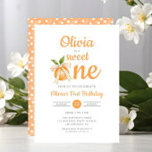 Elegant Sweet One Orange Citrus 1st Birthday 招待状