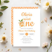 Elegant Sweet One Orange Citrus 1st Birthday 招待状