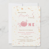  Elegant Sweet Pink Little Pumpkin 1st Birthday 招待状 (正面)