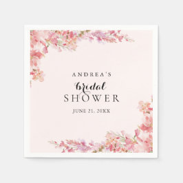 Elegant Sweet Pink Watercolor Floral Bridal Shower スタンダードカクテルナプキン