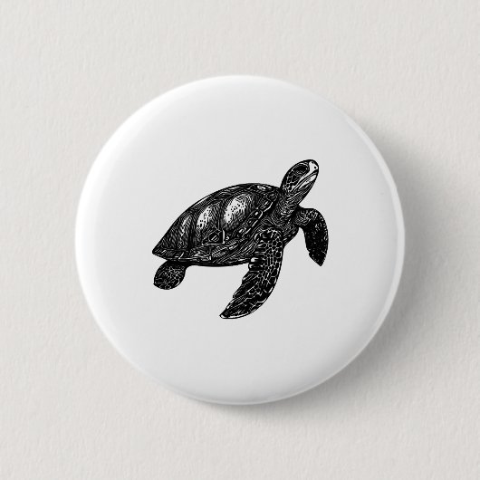 Elegant Swimming Old Water Turtle Copy 缶バッジ (正面)