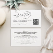 Elegant Swirl Script QR Code Wedding Details プレイスカード