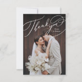 Elegant Swirl Script Simple Photo Thank You サンキューカード (正面)