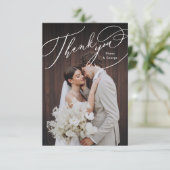 Elegant Swirl Script Simple Photo Thank You サンキューカード (スタンド正面)