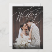 Elegant swirl script Simple Photo Wedding 招待状 (正面)