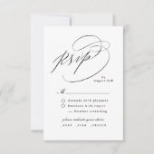 Elegant Swirl Script Simple QR code Wedding 出欠カード (正面)