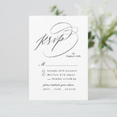 Elegant Swirl Script Simple QR code Wedding 出欠カード (スタンド正面)