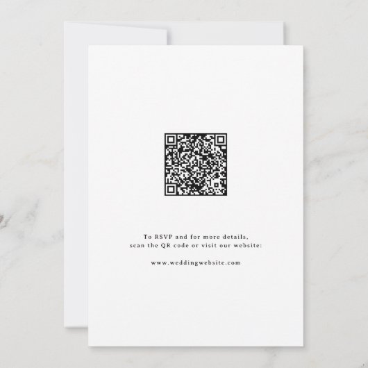 Elegant Swirl Script Simple QR code Wedding 招待状 (裏面)