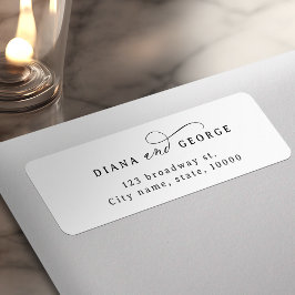 Elegant Swirl Script Simple return address label ラベル