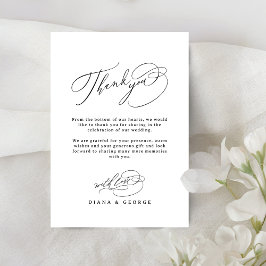 Elegant Swirl Script Simple Wedding サンキューカード