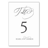 Elegant Swirl Script Simple Wedding テーブルナンバー (正面)