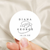 Elegant Swirl Script Simple Wedding favors ラウンドシール